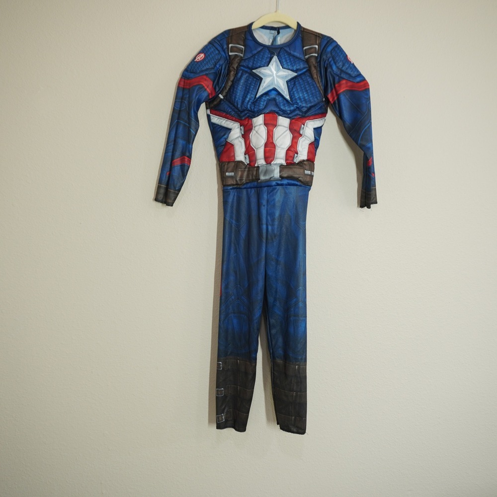 Marvel Captain American Kids Size Small Costume Muscle Jumpsuit Halloween Play